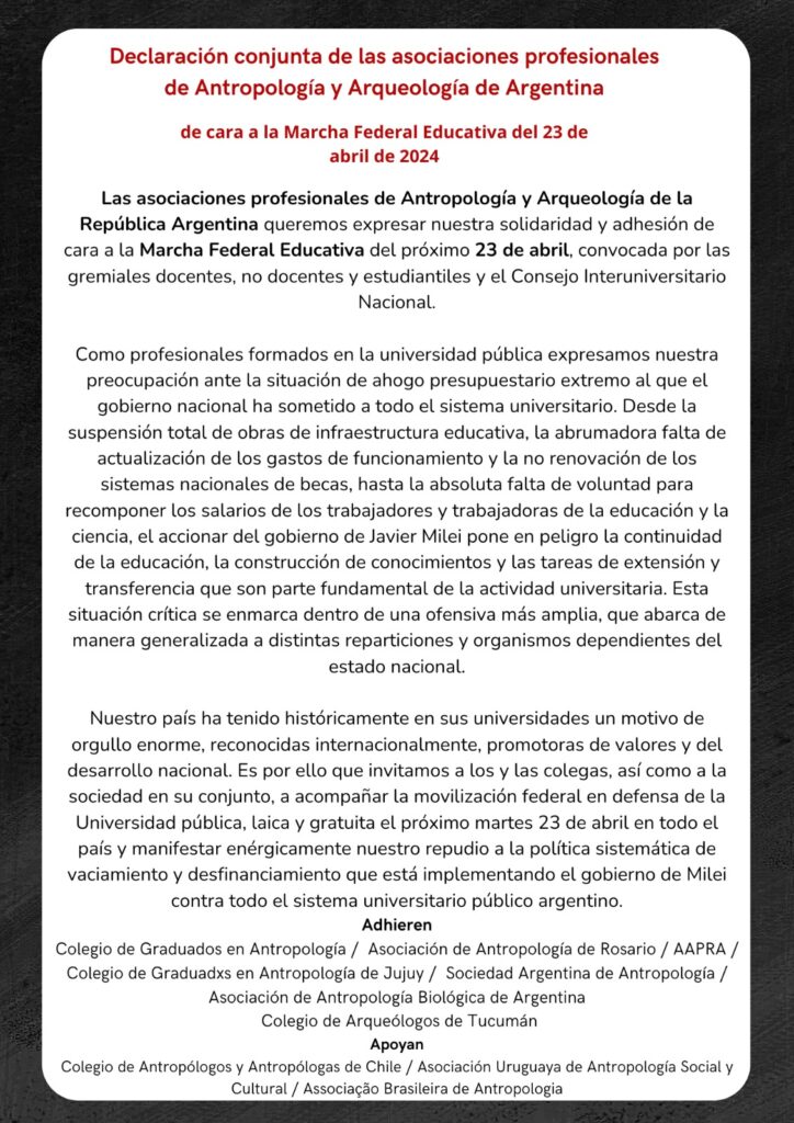Declaración Conjunta de Arqueología y Antropología